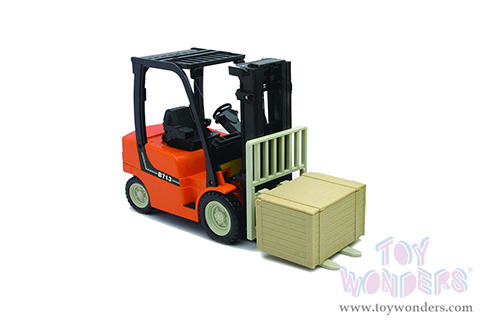 New Ray - Fork Lift with pallet and Crate (1/14 scale hard plastic model car, Orange/Black) 01166