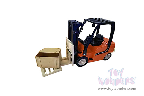 New Ray - Fork Lift with pallet and Crate (1/14 scale hard plastic model car, Orange/Black) 01166