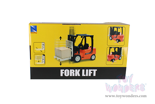 New Ray - Fork Lift with pallet and Crate (1/14 scale hard plastic model car, Orange/Black) 01166