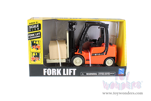 New Ray - Fork Lift with pallet and Crate (1/14 scale hard plastic model car, Orange/Black) 01166