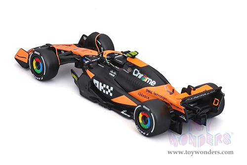 Bburago Formula Racing - McLaren MCL38 Miami Grand Prix Lando Norris #4 Formula One F1 (2024) (1/43 scale diecast model car, Black/Orange) 01933/4