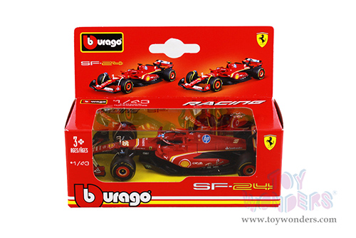 Bburago Formula Racing - Ferrari SF-24 Carlos Sainz #55 Formula One F1 (2024) (1/43 scale diecast model car, Red) 01993/55