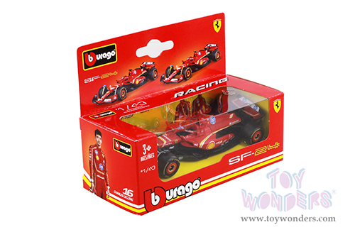 Bburago Formula Racing - 36-Pack Ferrari SF-24 Sidekick Formula One F1 (2024) with Power Wing (1/43 scale diecast model car, Red) 01993-FERR