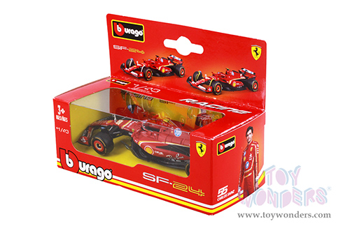 Bburago Formula Racing - 36-Pack Ferrari SF-24 Sidekick Formula One F1 (2024) with Power Wing (1/43 scale diecast model car, Red) 01993-FERR