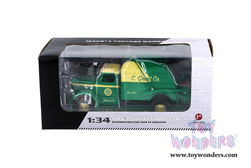 First Gear - C. Groot Company Mack L Vintage Garbage Truck (1/34 scale diecast model car, Green/Cream) 10-4064