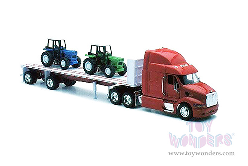 New Ray - Peterbilt&reg; 387 Flatbed with Farm Tractors (1/32, scale diecast model car, Asstd.) 10283A