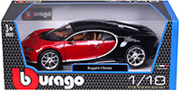 BBurago - Bugatti Chiron Hardtop (2016, 1/18 scale diecast model car, Red/Black) 11040R