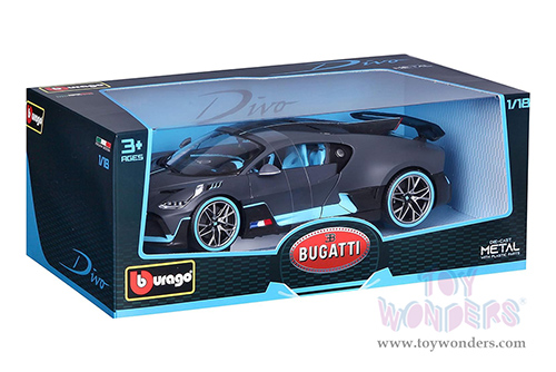 BBurago - Bugatti Divo Hardtop (1/18 scale diecast model car, Blue/Matte Black) 11045BU