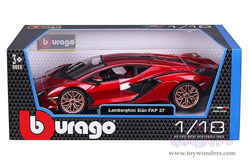 BBurago - Lamborghini Sián FKP 37 Hardtop (1/18 scale diecast model car, Metallic Red) 18-11046R
