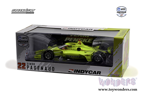 Greenlight - NTT IndyCar Series #22 Simon Pagenaud "Menards" Team Penske (2021, 1/18 scale diecast model car, Yellow) 11108