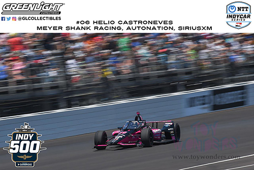 Greenlight - NTT IndyCar Series #06 Helio Castroneves, Meyer Shank Racing / AutoNation, SiriusXM / 2021 Indianapolis 500 Champion (2021, 1/64 scale diecast model car, Hot Pink/Black) 11522/48