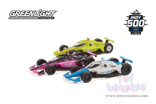 Greenlight - NTT IndyCar Series | 2021 Indianapolis 500 Podium 3 Car Set (1/64 scale diecast model car, Asstd.) 11523/24