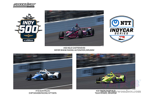 Greenlight - NTT IndyCar Series | 2021 Indianapolis 500 Podium 3 Car Set (1/64 scale diecast model car, Asstd.) 11523/24