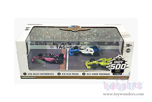 Greenlight - NTT IndyCar Series | 2021 Indianapolis 500 Podium 3 Car Set (1/64 scale diecast model car, Asstd.) 11523/24