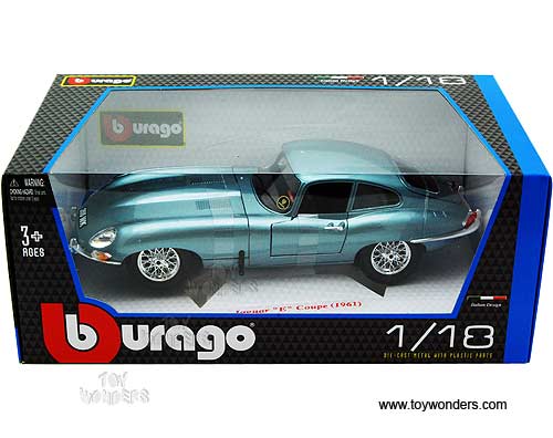 BBurago - Jaguar "E" Coupe Hard Top (1961, 1/18 scale diecast model car, Blue) 12044