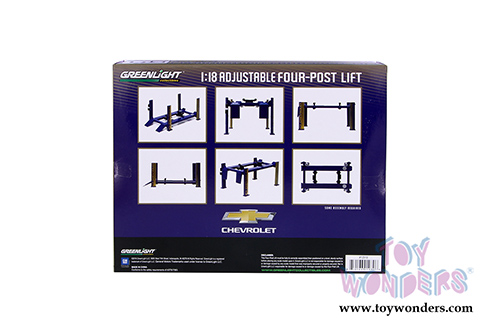 Greenlight  - Four Post Lift Chevrolet Edition (1/18 scale diecast model accessory, Blue/Gold) 12918