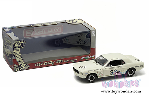 Greenlight Racing Tribute - Ford Shelby Mustang Hard Top #33 John McComb/Jerry Titus (1967, 1/18 scale diecast model car, White) 12935