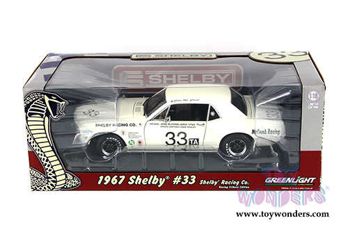 Greenlight Racing Tribute - Ford Shelby Mustang Hard Top #33 John McComb/Jerry Titus (1967, 1/18 scale diecast model car, White) 12935