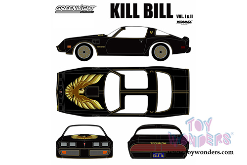 Greenlight Hollywood - Elle's Pontiac&reg; Firebird&reg; Trans Am - Kil Bill Vol. I & II T-Top (1979, 1/18 scale diecast model car, Black w/Gold) 12951