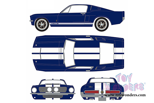 Greenlight - Shelby GT500 Hard Top (1967, 1/18 scale diecast model car, White w/ Blue Stripes) 12953