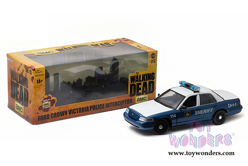 Greenlight - The Walking Dead Ford Crown Victoria Police Interceptor (2001, 1/18 scale diecast model car, White/Blue) 12957