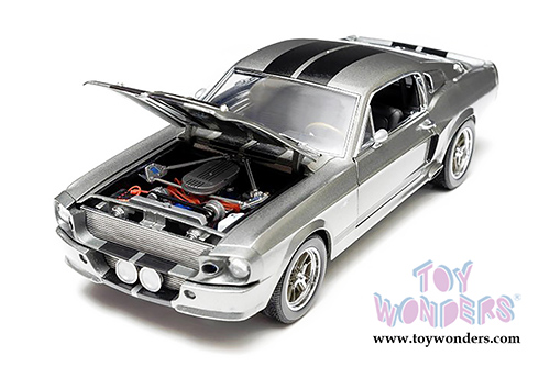 Greenlight Hollywood - Eleanor from "Gone in 60 Seconds" - Custom Ford Mustang Polished Metal Edition Hard Top (1967, 1/18 scale diecast model car, Metal w/ Black Stripes) 12959