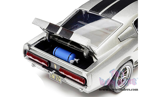 Greenlight Hollywood - Eleanor from "Gone in 60 Seconds" - Custom Ford Mustang Polished Metal Edition Hard Top (1967, 1/18 scale diecast model car, Metal w/ Black Stripes) 12959