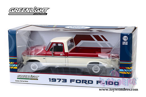 Greenlight - Ford F-100 Pickup Truck (1973, 1/18 scale diecast model car, Cream w/Red) 12962