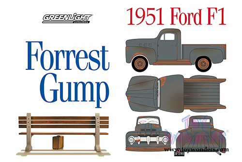 Greenlight - Forrest Gump Ford F1 Pickup Truck (1951, 1/18 scale diecast model car, Rusted Blue) 12968