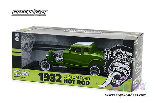 Greenlight - Hollywood Custom Ford Hot Rod Gas Monkey Garage (1932, 1/18 scale diecast model car, Metallic Green) 12974