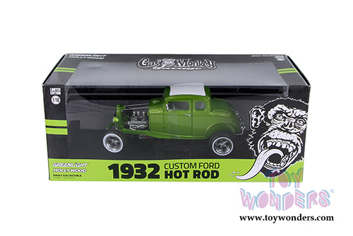 Greenlight - Hollywood Custom Ford Hot Rod Gas Monkey Garage (1932, 1/18 scale diecast model car, Metallic Green) 12974