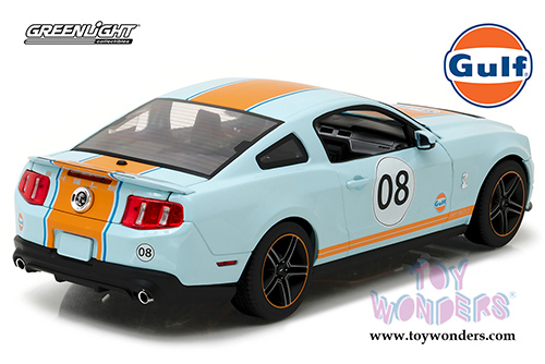 Greenlight - Shelby GT-500&reg; Gulf Oil #08 Hardtop (2012, 1/18 scale diecast model car, Light Blue w/ Orange Stripes) 12990
