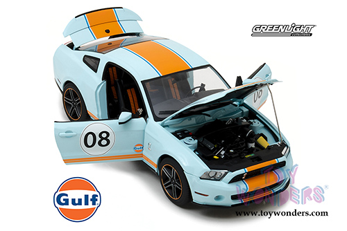 Greenlight - Shelby GT-500&reg; Gulf Oil #08 Hardtop (2012, 1/18 scale diecast model car, Light Blue w/ Orange Stripes) 12990