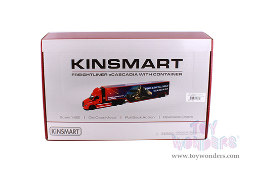 Kinsmart - Freightliner eCascadia with Container (1/62 scale diecast model car, Asstd.) 1303D