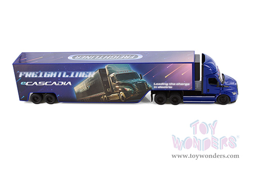Kinsmart - Freightliner eCascadia with Container (1/62 scale diecast model car, Asstd.) 1303D