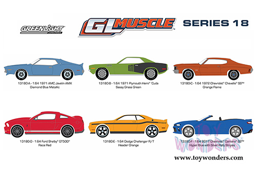 Greenlight - GL Muscle Series 18 Assortment (1/64 scale diecast model car, Asstd.) 13180/48