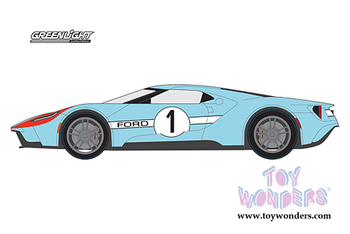 Greenlight - Ford GT Racing Heritage Series 1 | 1966 Ford GT40 Mk II Tribute #1 (2017, 1/64 scale diecast model car, Light Blue) 13200B/48