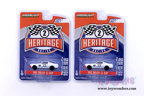 Greenlight - Ford GT Racing Heritage Series 2 | Ford Mustang Shelby&reg; GT-350&reg; BP #23 Charlie Kemp (1965, 1/64 scale die cast model car, White/Blue) 13220D/48