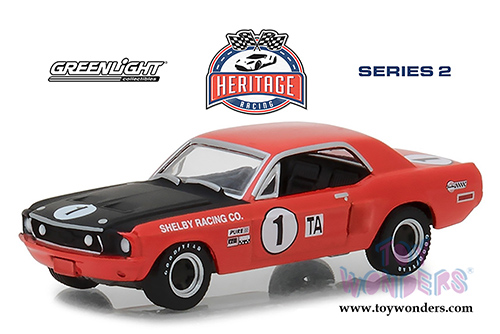 Greenlight - Ford GT Racing Heritage Series 2 | Ford Mustang Shelby&reg; TA #1 Jerry Titus/Ronnie Bucknum (1968, 1/64 scale die cast model car, Red/Black) 13220F/48