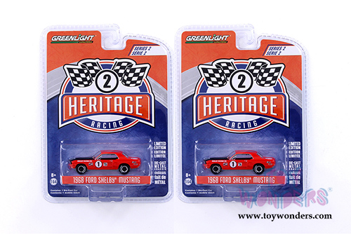 Greenlight - Ford GT Racing Heritage Series 2 | Ford Mustang Shelby&reg; TA #1 Jerry Titus/Ronnie Bucknum (1968, 1/64 scale die cast model car, Red/Black) 13220F/48