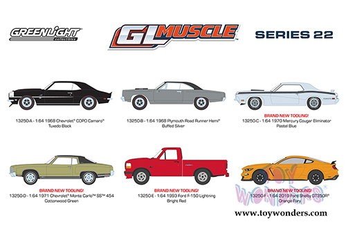 Greenlight - GL Muscle Series 22 Assortment (1/64 scale diecast model car, Asstd.) 13250/48