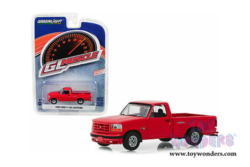 Greenlight - GL Muscle Series 22 | Ford F-150 Lightning Pickup Truck (1993, 1/64 scale diecast model car, Bright Red) 13250E/48