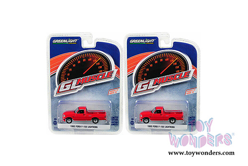 Greenlight - GL Muscle Series 22 | Ford F-150 Lightning Pickup Truck (1993, 1/64 scale diecast model car, Bright Red) 13250E/48