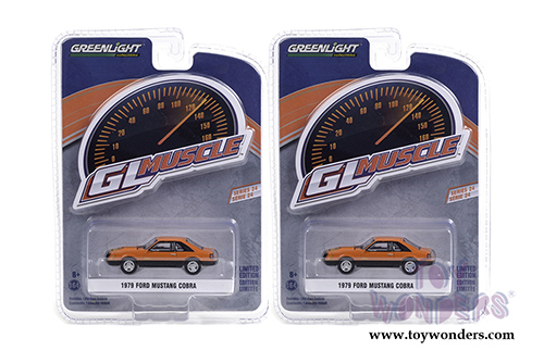 Greenlight - GL Muscle Series 24 | Ford Mustang Cobra Hardtop (1979, 1/64 scale diecast model car, Tangerine/Black) 13290C/48