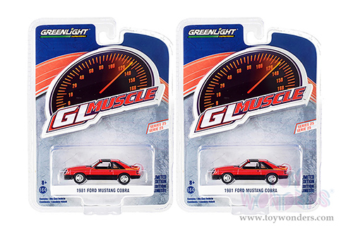 Greenlight - GL Muscle Series 25 | Ford Mustang Cobra Hardtop (1981, 1/64 scale diecast model car, Bright Red) 13300C/48