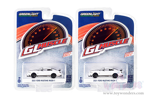 Greenlight - GL Muscle Series 25 | Ford Mustang Mach 1 Hardtop (2021, 1/64 scale diecast model car, Oxford White) 13300F/48