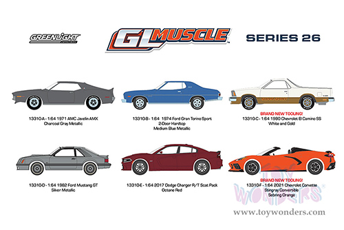 Greenlight - GL Muscle Series 26 Assortment (1/64 scale diecast model car, Asstd.) 13310/48