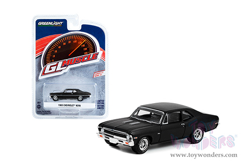 Greenlight - GL Muscle Series 27 | Chevrolet&reg; Nova (1969, 1/64 scale diecast model car, Custom Matte Black) 13320B/48