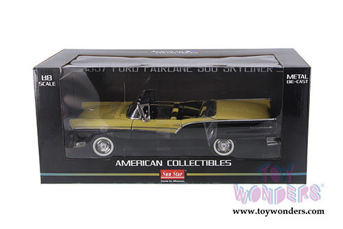 Sun Star USA - Ford Fairlane 500 Skyliner Convertible (1957, 1/18 scale diecast model car, Raven Black/Inca Gold) 1340