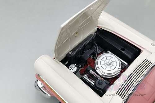 Sun Star - Ford Fairlane 500 Skyliner (1957, 1/18 scale diecast model car, Sunset Coral/Colonial White) 1344